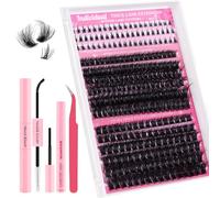 Lash Clusters Kit with Bottom Lashes 300pcs Individual Lashes D Curl Soft Fluffy Thick Volume Eyelash Extensions Kit with Applicator and Lash Bond&Seal,Clusters Lash Glue Remover Mix 10-18mm