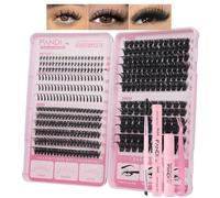 Lash Clusters Kit with Bottom Lashes 740pcs Individual Lashes Manga Clusters Thick Volume Spiky Eyelash Extensions Kit with Applicator and Lash Bond&Seal Glue Remover Mix 8-16mm(60+150+200DKIT)