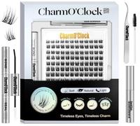 Lash Clusters Pro Complete Kit 168PCS 9-16mm Fluffy Eyelash Clusters with Bond & Seal, Remover, Tweezers Odorless Quick-Dry Glue, Ultra-Soft & Waterproof DIY Lash Extensions for Daily, Party, Wedding