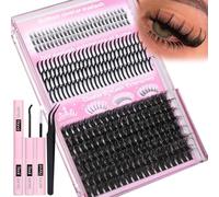 Lash Clusters with Spikes Kit with Bottom Eyelash Extensions Thick Volume Eyelash Clusters Kit Wispy Individual Lash Extensions Kit with Lash Bond and Seal (12mm-19mm, 312Pcs)