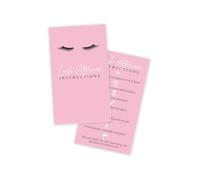 Lash Extension Aftercare Instructions Cards | 50 Pack | 2x3.5 inch Business Card Size | Pink Card Design