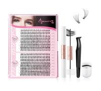 Lash Extension Kit 320pcs Cluster Lash 9-16mm Individual Lash Kits 20D+30D Lash Extension Kit with Lash Bond and Seal, Lash Tweezers DIY Eyelash Extension Kit