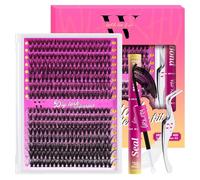 Lash Extension Kit 320PCS Eyelash Clusters 30D 40D DIY Eyelash Extension Individual Lashes Natural Lash Clusters Kit with Lash Bond and Seal Tweezers(D-Mix9-16mm Kit)