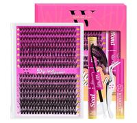 Lash Extension Kit 320PCS Eyelash Clusters 30D 40D DIY Eyelash Extension Individual Lashes Natural Lash Clusters Kit with Lash Bond and Seal Remover and Tweezers(D-Mix9-16mm Kit)