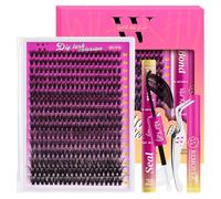 Lash Extension Kit 320PCS Eyelash Clusters 40D DIY Eyelash Extension Individual Lashes Natural Lash Clusters Kit with Lash Bond and Seal Remover and Tweezers(D-Mix9-16mm Kit)