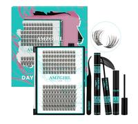 Lash Extension Kit Daybreak Lash Clusters kit with Bond and Seal Eyelash Remover and Lash Applicator for Beginner at Home(Daybreak,D-Mix8-16mm kit)