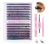 Lash Extension Kit, DIY Individual Fake Eyelashes Strip Clusters, 280Pcs 30D+40D Mixed, Natural Wispy Fluffy 3D Effect Hybrid(9-16MM) D Curly False Eye lashes With 2in1 Eyelash Glue + Lash Tweezers