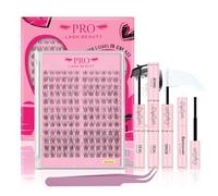 Lash Extension Kit Natural Individual Lashes D Curl Cluster Eyelash Extensions 8-16mm Individual Eyelashes Kit with Lash Bond, Lash Remover, Lash Applicator DIY Lashes Extension(Natural03-8-16mix)