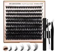 Lash Extension Kit Thick Eyelash Extension Kit 10-18mm Fluffy Lash Clusters 200D Individual Eyelashes Kit with Bond and Remover Lash Applicator