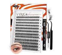 Lash Extension Kit-VYRILA 0.07mm Wispy C Curl Lash Clusters Kit 40P 8-16mix Individual Lashes with Lash Bond and Seal Waterproof,Lash Tweezers for DIY Lash Extension (Orange 40P Kit-C-8-16mix)