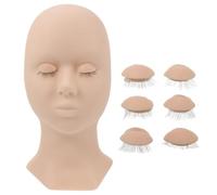 Lash Extension Practice Training Head Silicone Beige Mannequin | Beginner-friendly Salon Practice, Detachable Design, Multipurpose Use for Face Painting and Facial Massage Techniques
