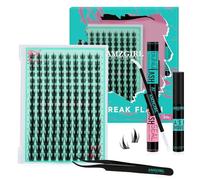 Lash Extension Set 160 Pieces Fairy Eyelash Extensions Set with White Binding and Seal, Eyelash Remover and Applicator, Manga Eyelashes Wide Stem Cluster Lashes Extension Set (Lily, C-Mix 10-18 mm)