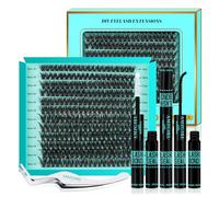 Lash Extension Set, 240 Pieces, Eyelash Extension Kit, D Curl, Wispy Clusters, Lash DIY Eyelash Extensions Kit, Natural Individual Eyelash Kit with Eyelash Binder and Remover Eyelash Tweezers (60D)