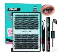 Lash Extension Set, 280 Pieces, Eyelash Extensions Set, 60D80D Eyelash Extension Set, Cluster Lashes, Natural Eyelash Extensions with Eyelash Binding and Seal, Eyelash Tweezers (D-Mix9-16 mm Kit)
