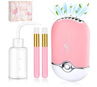 Lash Fan Dryer for Eyelash Extension USB Mini Portable Fans Rechargeable Electric Handheld Air Conditioning Lash Shampoo Brush Nose Blackhead Facial Cleaning Brushes Wash Squeeze Bottle (Pink)