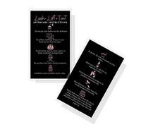 Lash Lift + Tint Aftercare Instruction Cards | 50 Pack | 2x3.5” inches Business Card Size | Eyelash Lift and Tint Aftercare Kit | Black and Rosey Pink Design