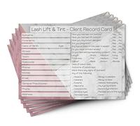 Lash Lift & Tint Client Cards - Salon and Therapist Customer Consultation Record - Treatment Services Essentials - Profile and Recording Forms - Gift Loyalty Vouchers Beauty Stationery Pack of 100