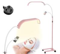 Lash Light for Eyelash Extensions, 2 in 1 Half Moon LED Lamp Lash Light, Mutifunction Esthetician, Alu Floor Lamp with Phone Holder & 50cm Swing Arm&Stepless Dimming,Wheel Stand (Pink)