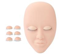 Lash Mannequin Head Eyelash Extension Practice Doll Head with 3 Pairs Replaceable Eyelid Single Layer Lashes 3D Simulated Face for Beauty Salon Training Rubber Silicone Material (Pink)