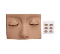 Lash Mannequin Head Highly Realistic 3D Silicone Eyelash Extension Practice Mannequin with 3 Pairs Replaceable Eyelids for Beauty Training Makeup Facial Massage Acupuncture (Light Brown)