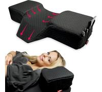 XOLLOZ Pillow for Eyelash Extensions - Curved Memory Foam Lash Bed Pillow with Neck and Back Support, Perfect Pillow for Eyelash Extensions, Two Pockets for Tools On The Sides of Pillow (Black)