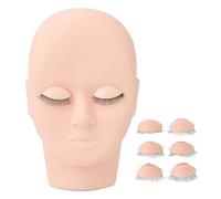 Lash Practice Mannequin Head Eyelash Extension Training Doll Head with 3 Pairs Removable Eyelids Double Layer Lashes for Beauty Salon Cosmetic Store Rubber Silicone Material 17.5 (Pink)