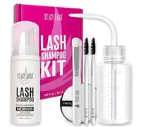 Lash Shampoo Kit by STACY LASH Foaming Cleanser with Eye Lash Spoolies & Rinse Bottle & Cleansing Pad & Brush for Eyelash Extensions & Clusters & Natural Eyelashes