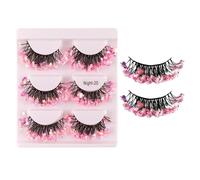 Lash Strips - 3 Pair Glitter Curled Eye Make Up Supplies | Glitter Eyelashes - for Women Girlfriend Her Wife Stage Party Festival Performance Club