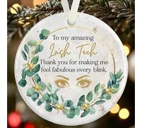 Lash Tech Christmas Ornament - Gift Boxed Personalised Ceramic Bauble with Name & Message - Thank You Lash Technician Gift - Custom Xmas Decoration Keepsake for Beauty Professionals