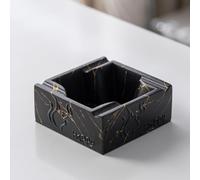 LaSheer Ceramic Ashtray,Marbled Ashtrays for Cigarettes for Home Indoor Outdoor Office Tabletop,Weed Smoking Ash Tray Holder Cool Decor - Marble Black (4.9” x 4.9” x 2”，1.7LB)