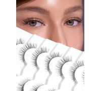 Lashes 10MM Strip Thin Band Natural 3D Volume Wispy C Curl Fake Eyelashes 7 Pair Siligli