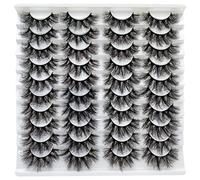 Lashes 25mm Fluffy Mink False Eyelashes Long 20 Pairs Dramatic Thick Faux Mink Lashes 4 Styles 25 mm D Curl Volume Fake Eyelashes Pack,
