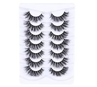 Lashes Eyelashes 8D Fluffy False Eyelashes Faux Mink Lashes Light Weight Fake Eyelashes Eye Lashes 7 Pairs Pack,Black
