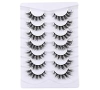 Lashes Eyelashes 8D Fluffy False Eyelashes Faux Mink Lashes Light Weight Fake Eyelashes Eye Lashes 7 Pairs Pack,Black