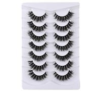 Lashes Eyelashes 8D Fluffy False Eyelashes Faux Mink Lashes Light Weight Fake Eyelashes Eye Lashes 7 Pairs Pack,Black