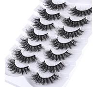 Lashes Eyelashes 8D Fluffy False Eyelashes Faux Mink Lashes Light Weight Fake Eyelashes Eye Lashes 7 Pairs Pack,Black