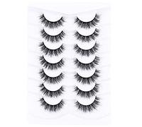 Lashes Eyelashes 8D Fluffy False Eyelashes Faux Mink Lashes Light Weight Fake Eyelashes Eye Lashes 7 Pairs Pack,Black