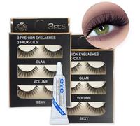 Lashes False Eyelashes, Fluffy Eyelash Strip Lash Wispy Volume Handmade Lashes, 6 Pairs 3D Thick Long Fake Lashes, Natural Cross Fake Eye lashes for Daily and Party