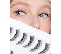 Lashes Natural Cat Eye Lash 15mm 3D Volume Strip Thin Cotton Band C Curl Soft Lashes Pack 7 Pairs[S-5 Extra Short Cat 7MM, ]