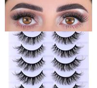 Lashes Natural Cat Eye Lashes Wispy Eyelashes 16mm False Eyelashes Wispy Lashes 3D Volume Strip Eyelashes Thin Cotton Band Soft Fake Eyelashes False Lashes Pack 10 Pairs Reusable la shes