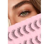 Lashes Natural False Eyelashes 15mm Strip Lashes Pack Wispy Eyelashes 0.1MM Thin Band C Curl Eye Lashes 3D Volume False Eyelashes Siligli Lashes 7 Pair