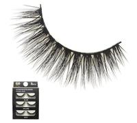 Lashes Natural Fluffy Faux Mink Eyelashes 3D Lightweight False Eye Lashes 3 Pairs Pack Black Medium Volume Long Length No Glue