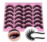 Lashes Russian Strip Mink Lashes 18mm D Curly False Eyelashes 12 Pairs Fluttery Wispy Fake Eyelashes Natural Lash Extension Fox Eye Lashes Pack by Yawamica