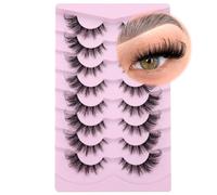 Lashes Wispy False Eyelashes Fox Eye Lashes Fake Eyelashes Fluffy Cat Eye Lashes Faux Mink Strip Lashes Natural Look Clear Band Lashes Pack by GVEFETIEE 8 Pairs