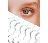 Lashes Wispy Natural Cat Eye Lashes 15mm False Eyelashes Wispy Lashes 3D Volume Strip Eyelashes Thin Cotton Band Soft Fake Eyelashes Mink Lashes Pack 7 Pairs