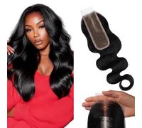 Lashey 2x6 HD Lace Closure, Natural Black HD Closure Pre Bleached Knots Pre Plucked Hairline Body Wave Human Hair 20 Inch