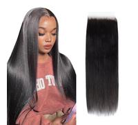 Lashey 5x5 HD Lace Closure, Natural Black HD Closure Pre Bleached Knots Pre Plucked Hairline Straight Human Hair 20 Inch