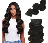 Lashey Seamless Clip in Hair Extensions Remy Human Hair Extensions, 110g 7pcs Body Wave Natural Black Clip in Hair Extensions 100% Real Soft Human Hair Natural Black Human Hair Extensions 14 Inch