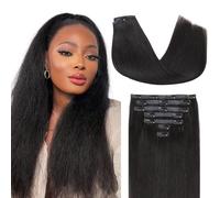 Lashey Yaki Straight Seamless Clip in Hair Extensions Real Human Hair 7pcs 110g PU Weft Natural Black Clip ins Real Seamless Clip in Hair Extensions with Invisi Edge Soft Hair for Women 22 Inch