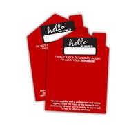 Lashicorn Realtor House Shaped Hello My Name Is 25pk 4x5.5” with Envelopes Real Estate Agent Neighbor Holds Business Card Marketing Pop-By Craft Brown